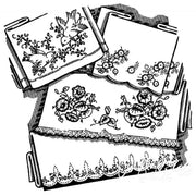 Vintage embroidered linens with beautiful floral motifs and lace from Aunt Martha’s®