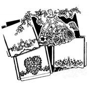 Decorative black and white floral teapot image for Aunt Martha’s® lovely foursome pillowcases