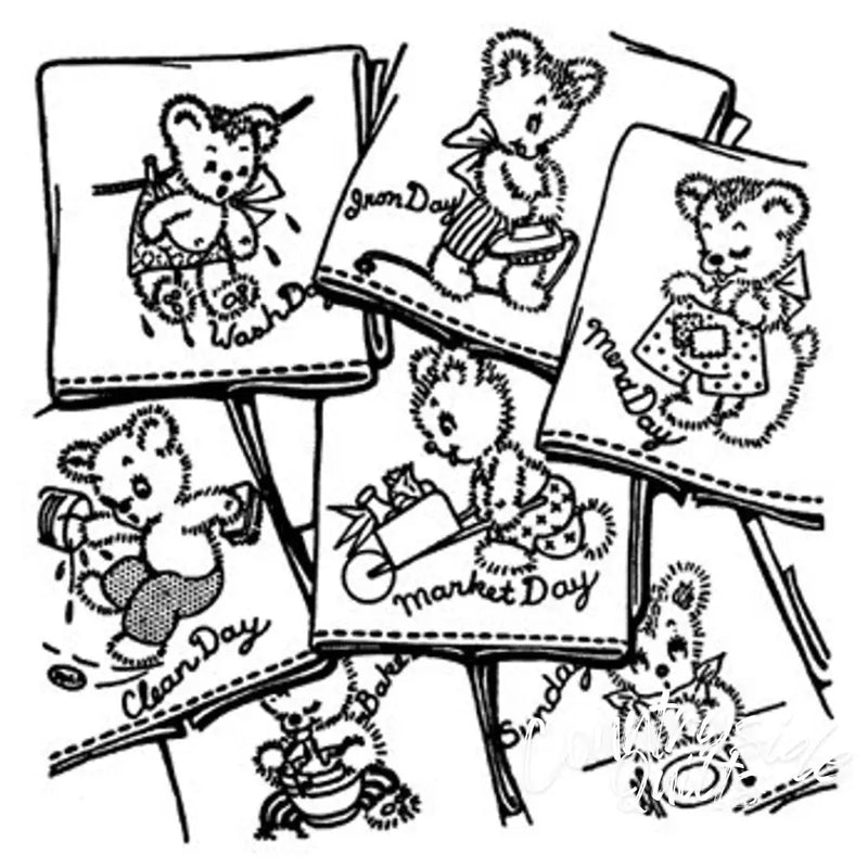 Aunt Martha’s® 3243 Bruno the Bear Days of Week Tea Towels