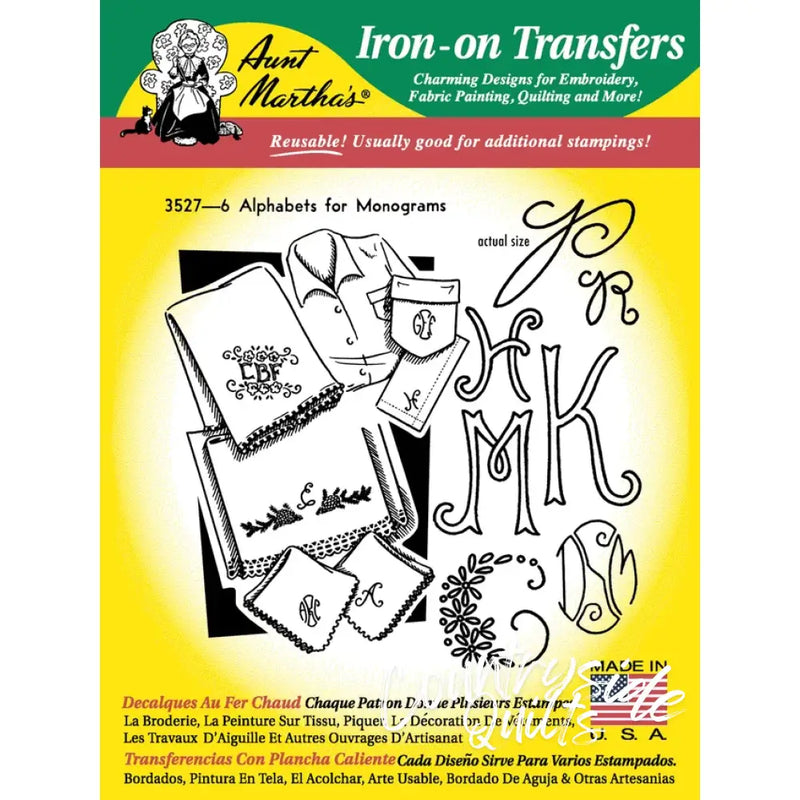 Aunt Marthas® iron-on transfer sheet with pine cone design for countryside quilts