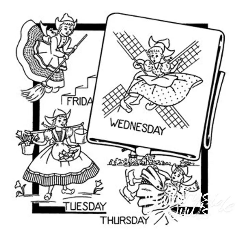 Aunt Martha’s® 3597 Dutch Girl Tea Towels Days of the Week