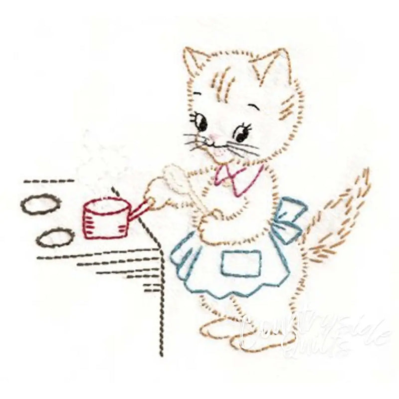 Aunt Martha’s® 3733 Kitten Motifs for Tea Towels Days