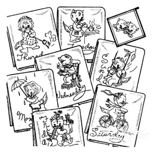 Aunt Martha’s® 3733 Kitten Motifs for Tea Towels Days
