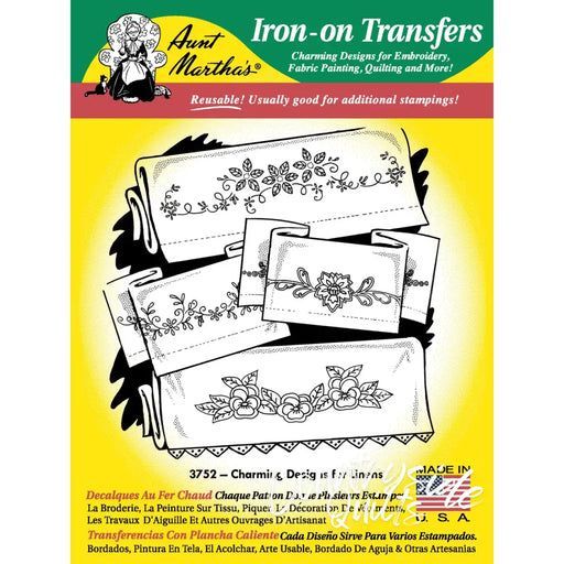 Aunt Martha’s® #3752 charming designs iron-on transfers for linens and countryside quilts