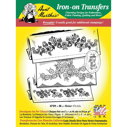 Aunt Marthas® Blue Onion iron-on transfer sheet for countryside quilts craft projects
