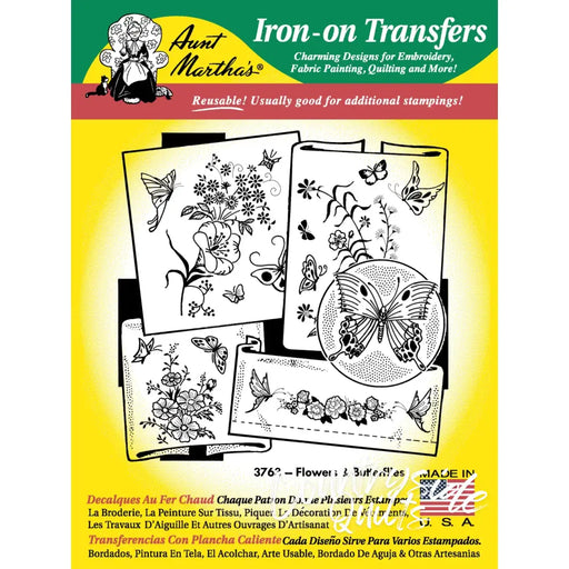 Aunt Martha’s® Flowers & Butterflies iron-on transfers for countryside quilts