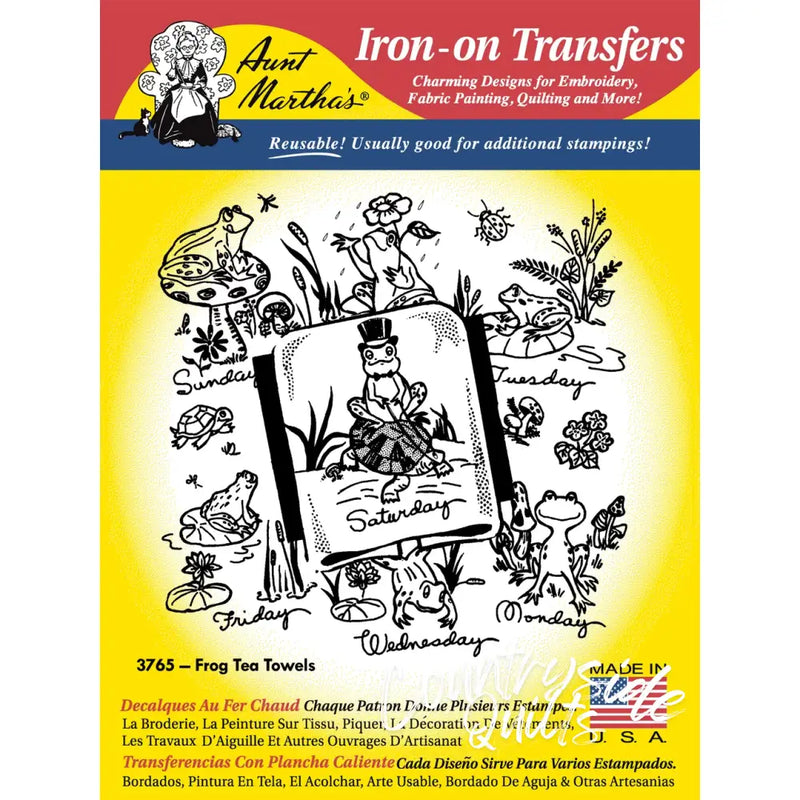 Aunt Martha’s® 3765 Frog Tea Towels Days of the Week