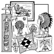 Native American-themed souvenirs featuring American Indian designs for Aunt Marthas countryside quilts