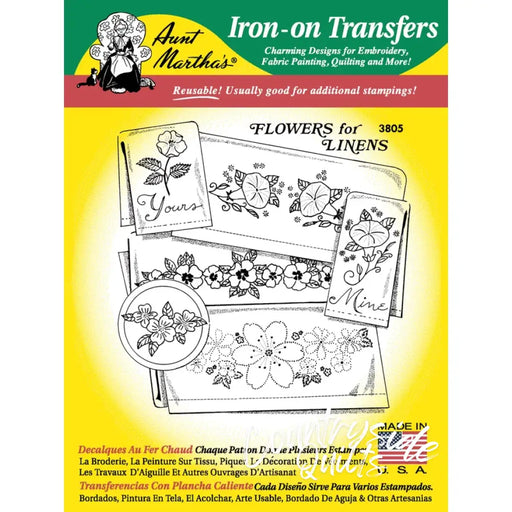 Aunt Marthas® #3805 Flowers for Linens iron-on transfers for countryside quilts compare select