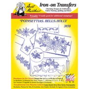 Iron-on embroidery transfer sheet for Aunt Martha’s® Bells & Holly design, perfect for Countryside Quilts