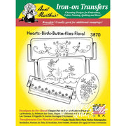 Aunt Marthas® iron-on transfer pattern featuring Hearts, Birds, Butterflies, Floral for countryside quilts