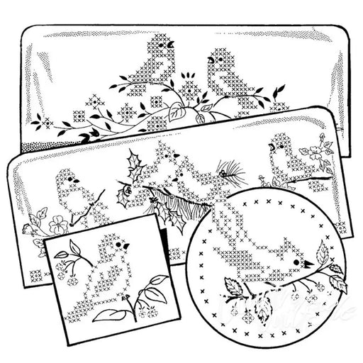 Cross stitch birds design from Aunt Marthas® for countryside quilts and embroidery projects