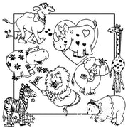 Whimsical animals with hearts and flowers from Aunt Martha’s® #3891 collection