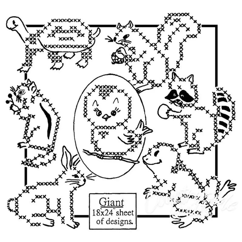 Cross-stitch woodland critters patterns from Aunt Martha’s® for countryside quilts