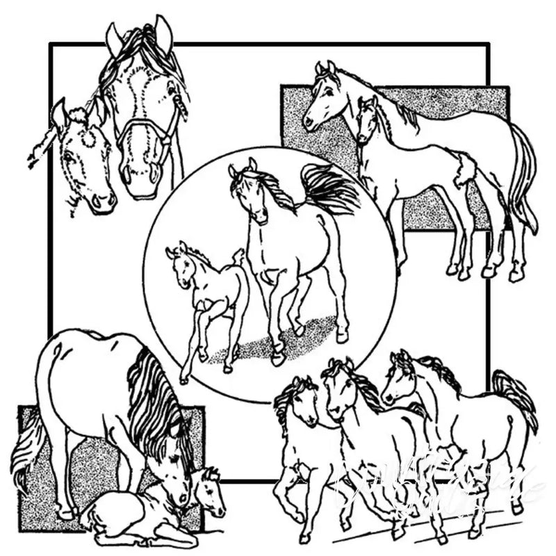 Aunt Marthas® countryside quilts featuring horse and foal illustrations for compare select users