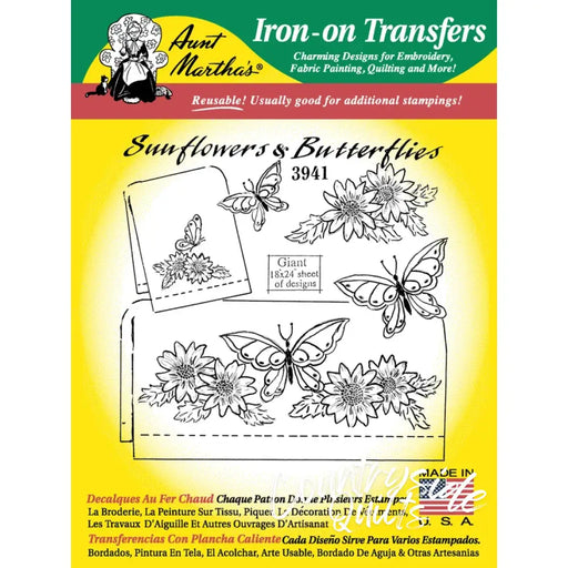 Aunt Marthas® Sunflowers & Butterflies iron-on transfers for countryside quilts