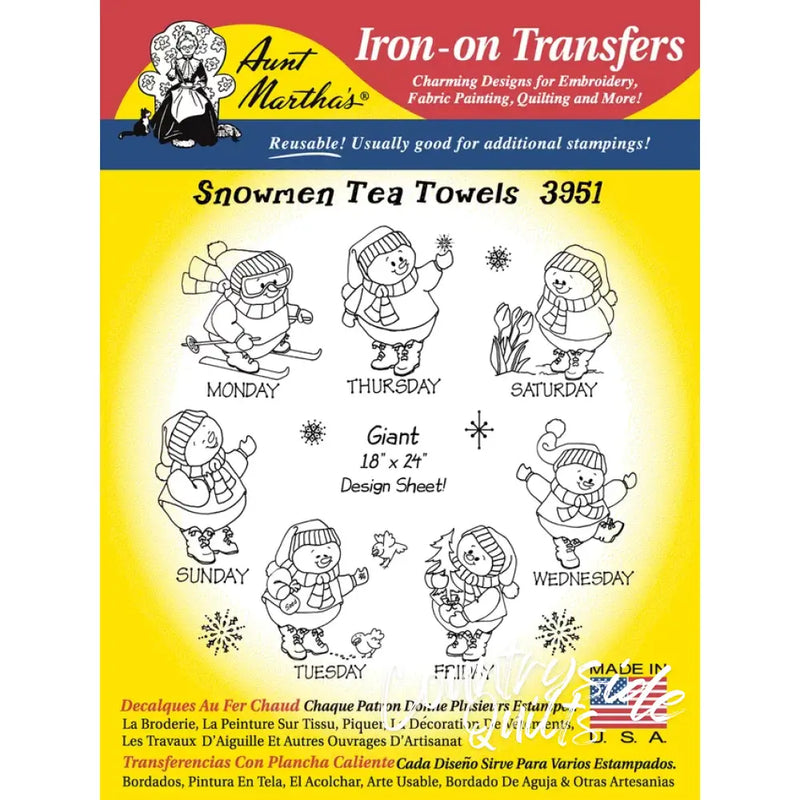 Aunt Martha’s® 3951 Snowmen for Tea Towels Days