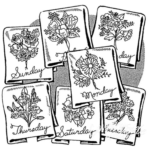 Aunt Marthas® Flowers of the Week floral day-of-the-week towels for countryside quilts
