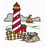 Cartoon lighthouse scene from Aunt Martha’s® countryside quilts for compare select projects