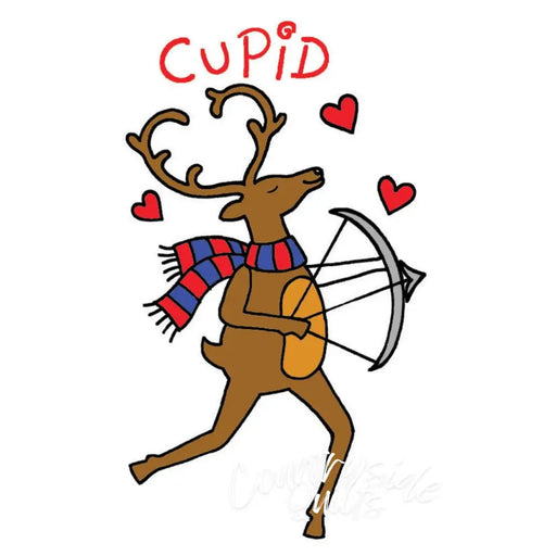 Cartoon reindeer Cupid with bow and arrow from Aunt Marthas Reindeer Games collection