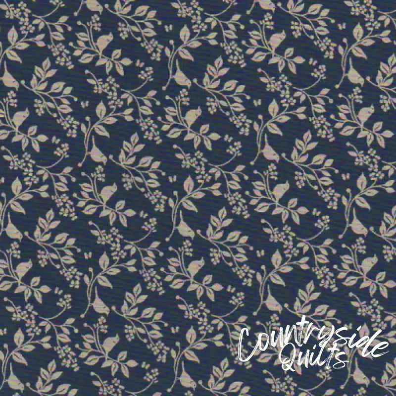 Benartex BIRD ON BRANCH NAVY X8938-on