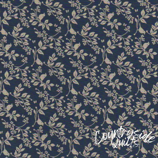 Benartex BIRD ON BRANCH NAVY X8938-on