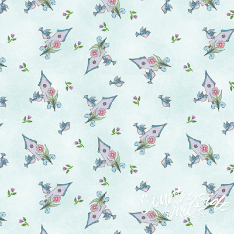 Benartex GARDEN BIRDHOUSE TOSS LT.TURQ. By JIM SHORE