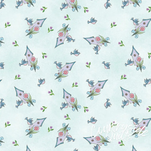 Benartex GARDEN BIRDHOUSE TOSS LT.TURQ. By JIM SHORE