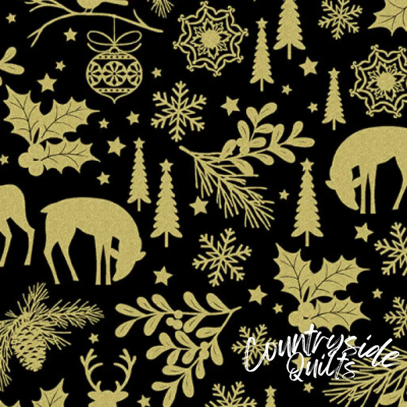 Benartex HOLIDAY FOREST BLACK By KANVAS STUDIO 12524M-12