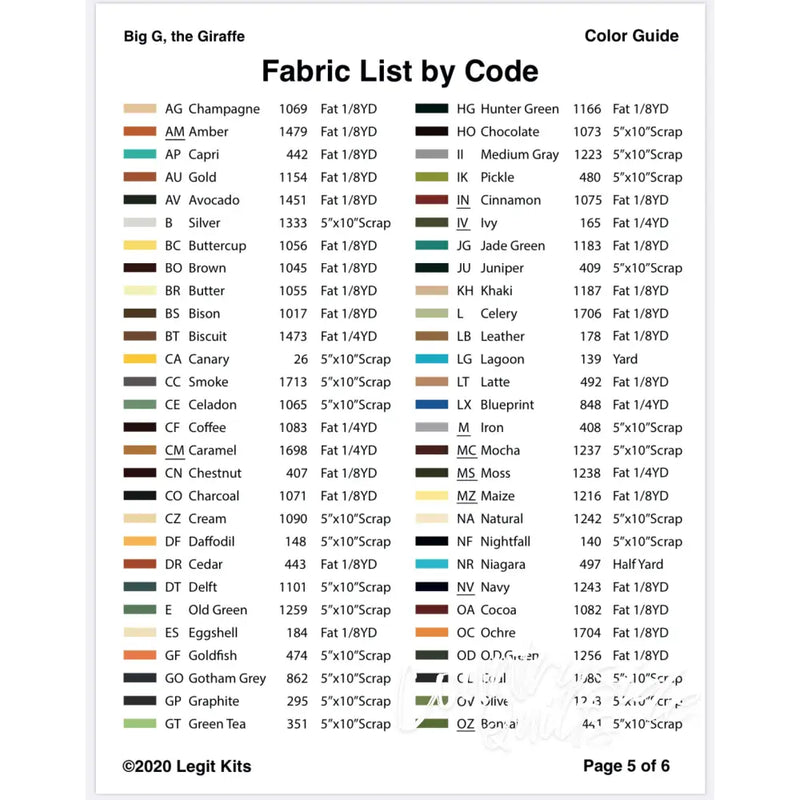 Big G the Giraffe Pattern PT002