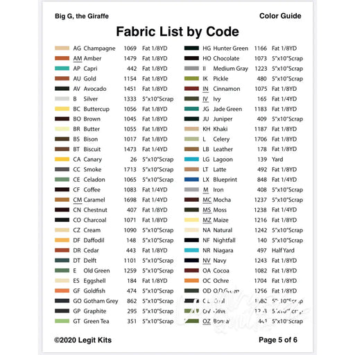 Big G the Giraffe Pattern PT002