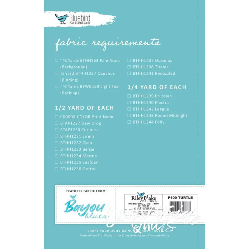 Bluebird Patterns Turtle Migration Quilt Pattern 649408