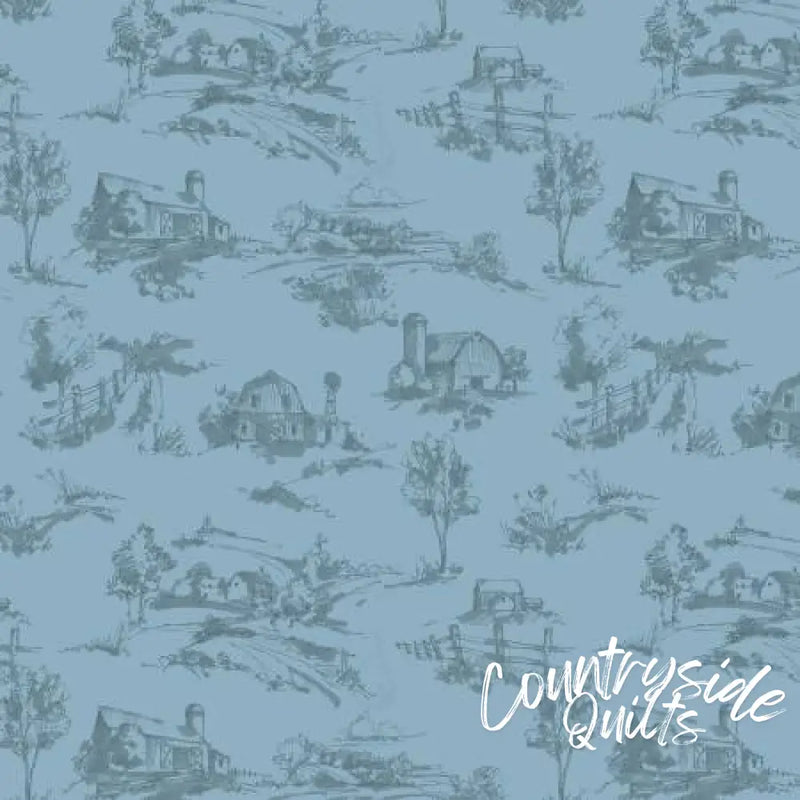 Countryside Scenery Blue 44’’ / 45’’ Width C14532-BLUE