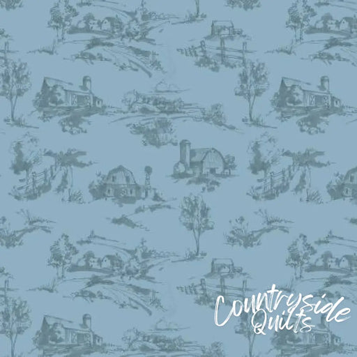 Countryside Scenery Blue 44’’ / 45’’ Width C14532-BLUE
