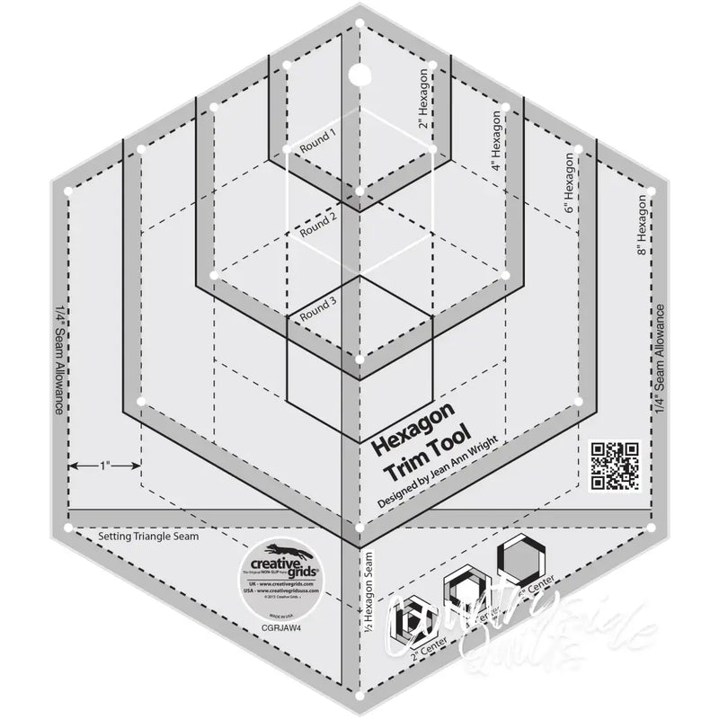 Creative Grids Hexagon Trim Tool Quilt Ruler Notions