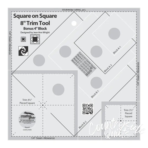 Creative Grids Square on Trim Tool - 4in or 8in Finished