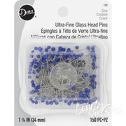 Dritz 1-3/8’’ Ultra-Fine Glass Head Pins Blue 150 pc 172