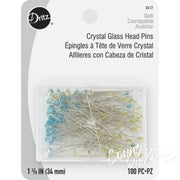 Dritz Crystal Glass Head Pins Blue & Yellow 100 pc