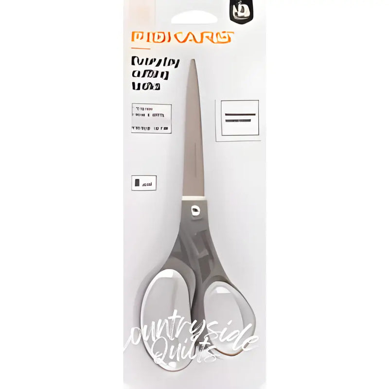 Gray and white Friskers 8’’ Titanium Softgrip Scissors with rounded handles and titanium-enhanced blades