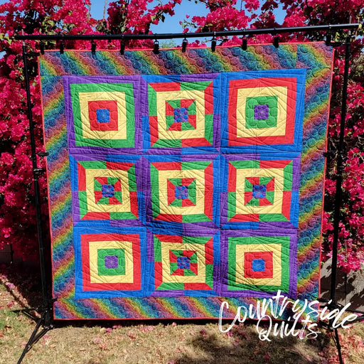 Half Square Stripes Rainbow Quilt Pattern sku-39788142952523