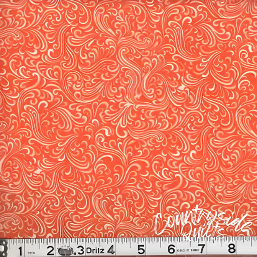 Coral fabric with floral damask pattern from Marshall Dry Goods Breezeway 108in Wide collection