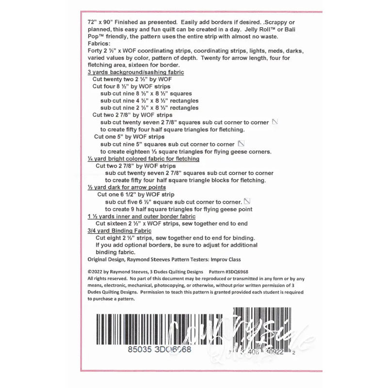 Nine Arrows Quilt Pattern 85035 3DQ6968