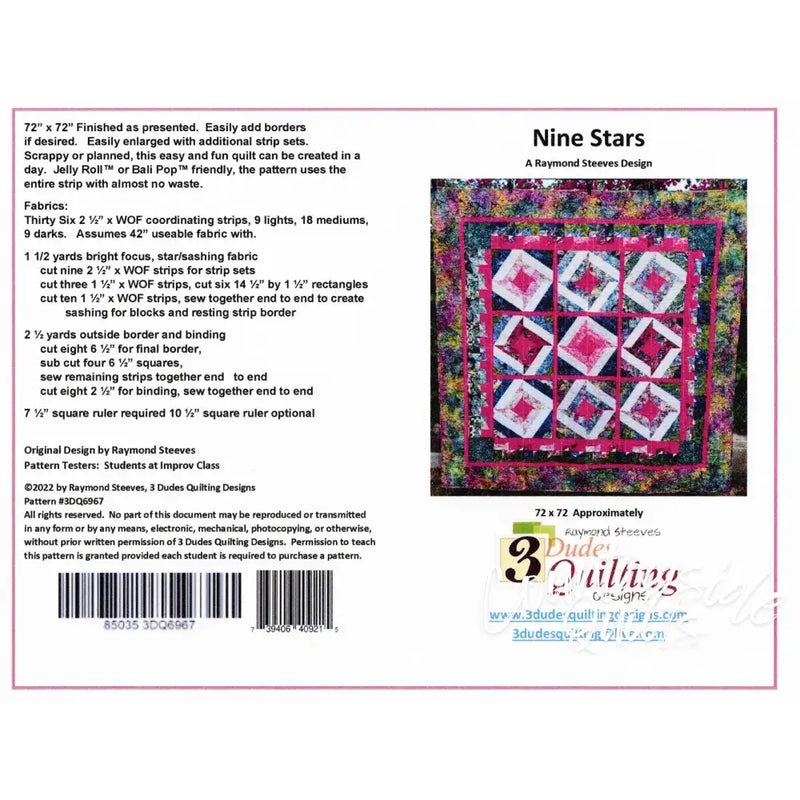 NINE STARS QUILT PATTERN Quilt Pattern 85035 3DQ6967
