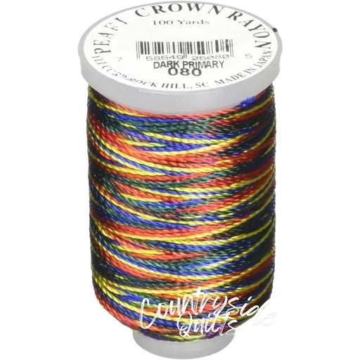 Pearl Crown Rayon #080 - Dark Primary Variegated Mini Cone