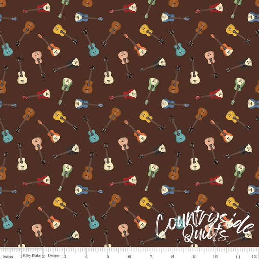 Riley Blake Designs Cowboys Guitars Brown 44’’