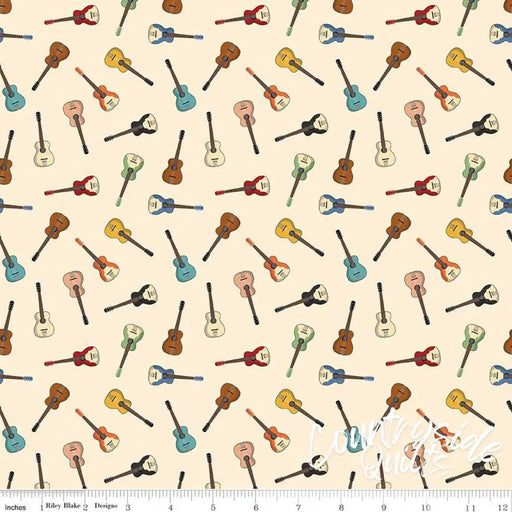 Riley Blake Designs Cowboys Guitars Cream 44’’