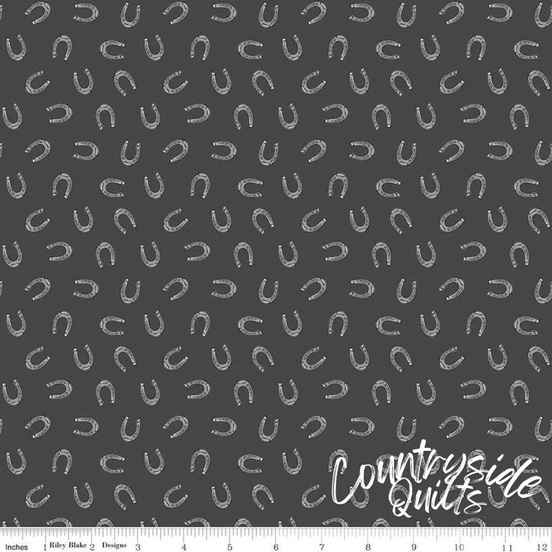 Riley Blake Designs Cowboys Horseshoes Graphite 44’’
