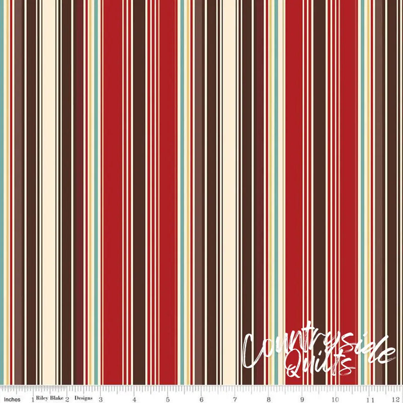 Riley Blake Designs Cowboys Stripes Barn Red 44’’