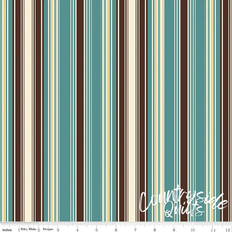 Riley Blake Designs Cowboys Stripes Teal 44’’