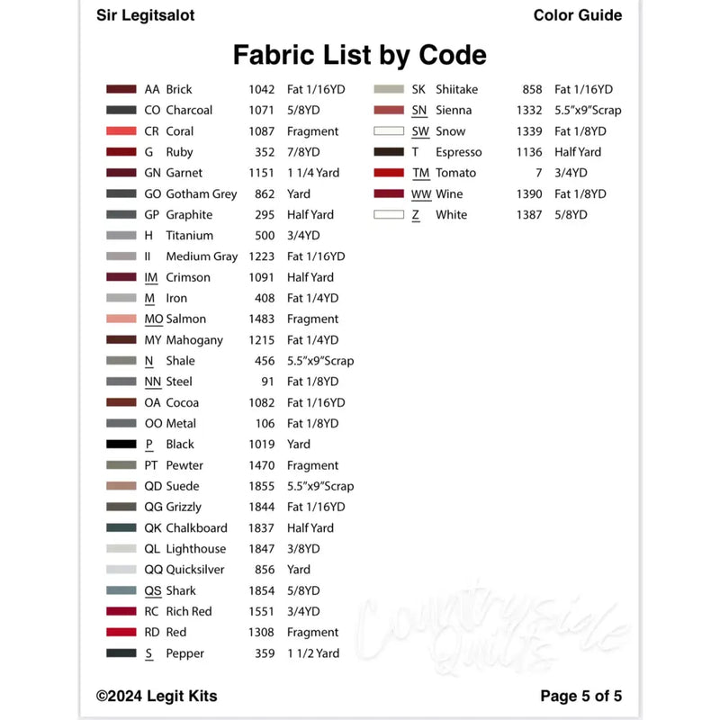 Sir Legitsalot Pattern PT058